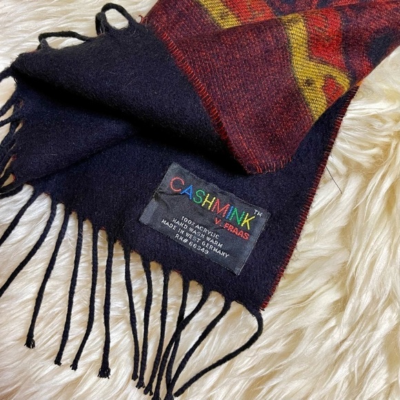 VTG V. Fraas Paisley and Filagree Fringed Cashmink Scarf Made in West Germany - Picture 4 of 9